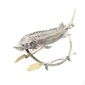 Silver-plated caviar bowl "Sturgeon on a stand"